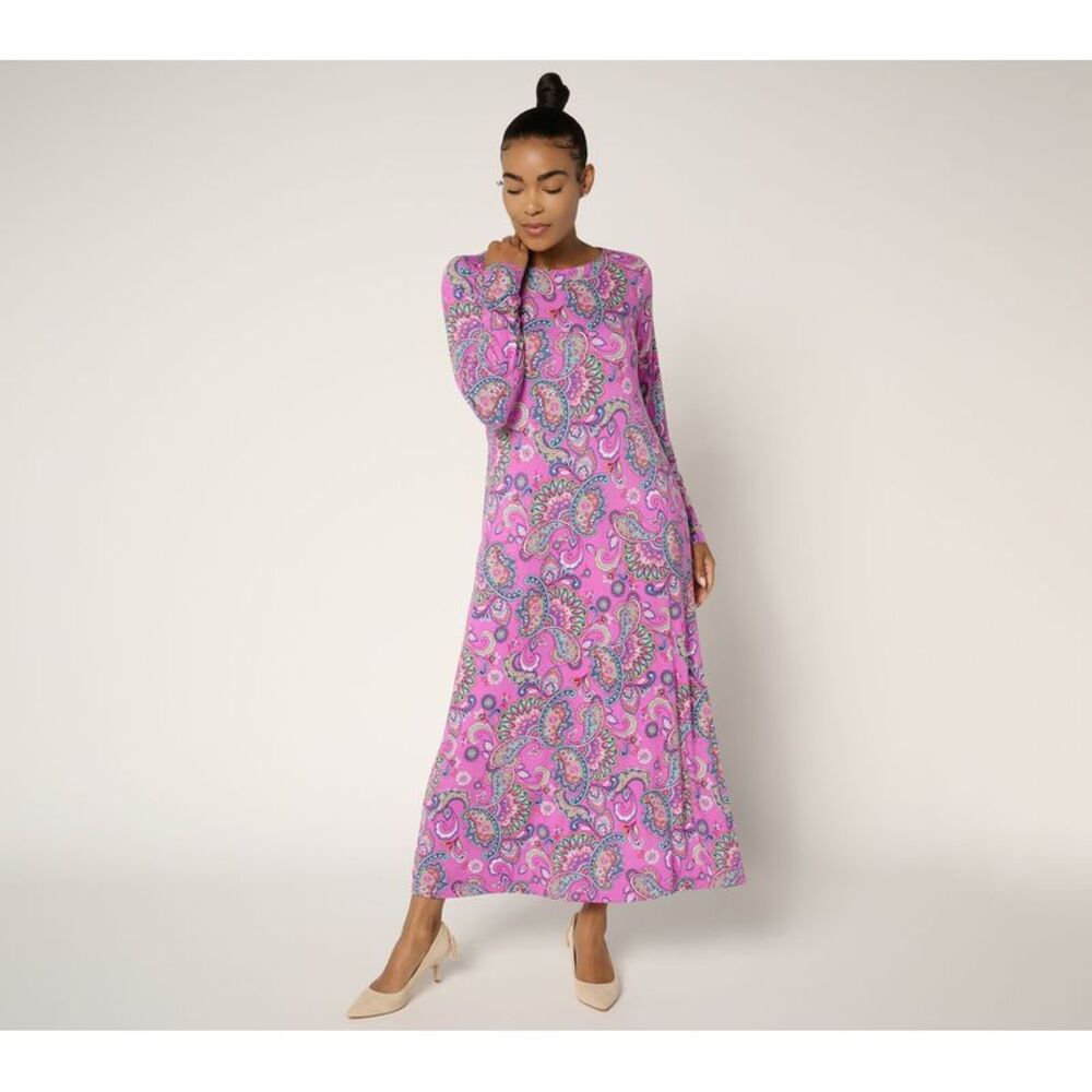 Top Knot Women's Dress Sz L Knit Paisley Chic Maxi Multi-colored A697844